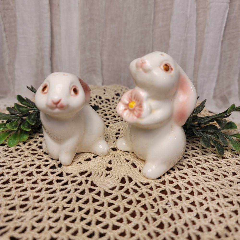 1983 Avon bunny salt and pepper shakers.